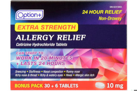 An image of OPTION+ ALLERGY TB 10MG 30+6 by Towngate Pharmacy