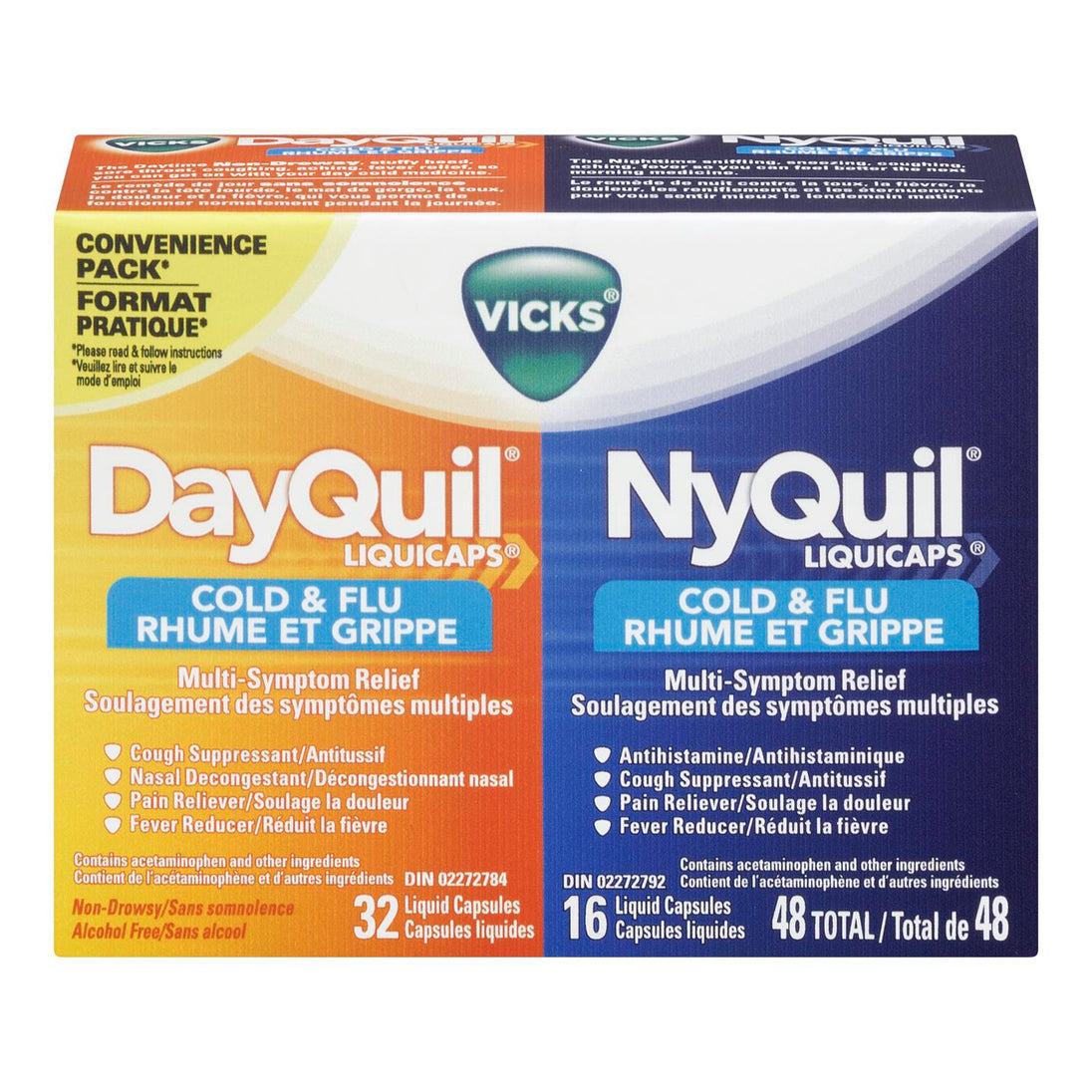 An image of VICKS NYQUIL/DAYQUIL COLD&FLU COMBO 32D+16N by Towngate Pharmacy