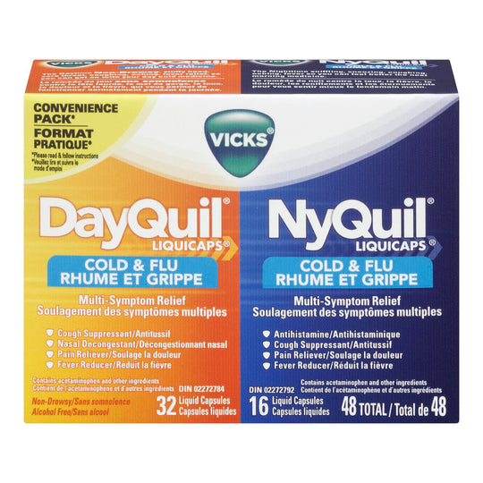 An image of VICKS NYQUIL/DAYQUIL COLD&FLU COMBO 32D+16N by Towngate Pharmacy