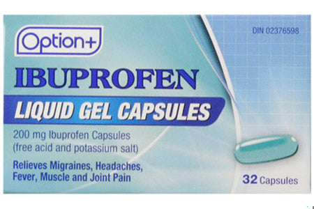An image of OPTION+ IBUPROFEN LIQ-GEL 200MG 32 by Towngate Pharmacy