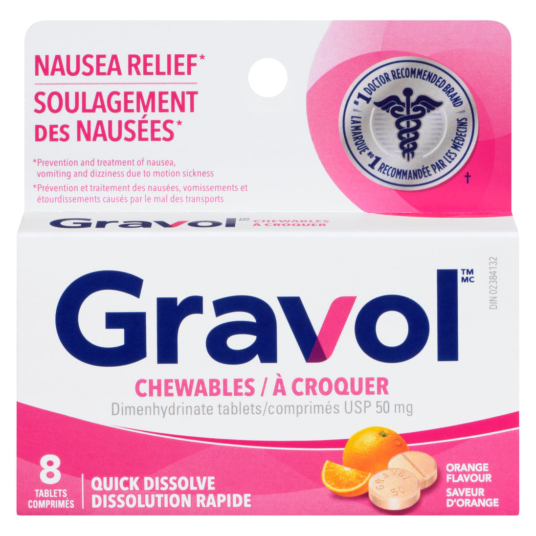 An image of GRAVOL CHW TB 50MG 8 by Towngate Pharmacy