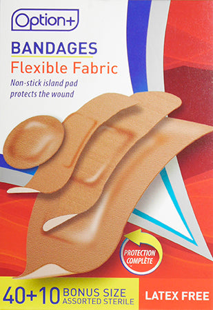 An image of OPTION+ BANDAGE FABRIC COMBO ASTD 40+10 by Towngate Pharmacy
