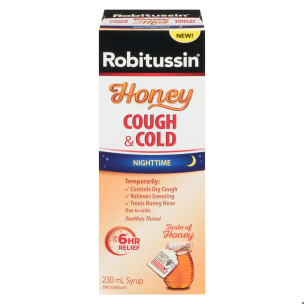 An image of ROBITUSSIN COUGH&COLD NIGHTTIME HONEY 230ML by GlaxoSmithKline Inc.