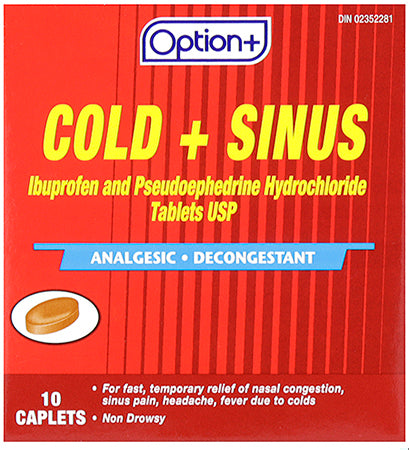An image of OPTION+ COLD & SINUS CPLT 10 by Towngate Pharmacy
