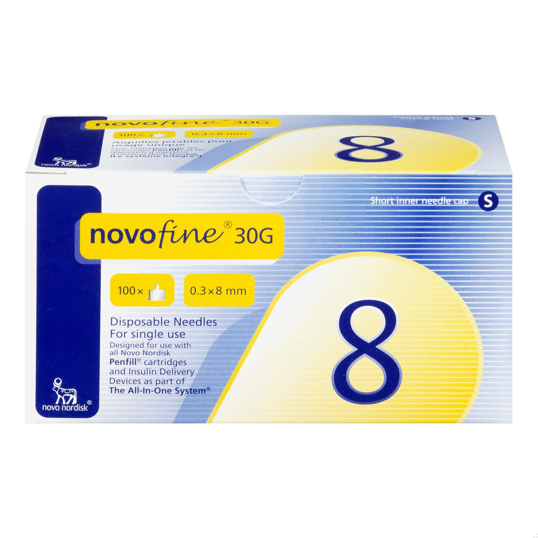 An image of NOVOFINE NEEDLE 30GX8MM 100 by Towngate Pharmacy