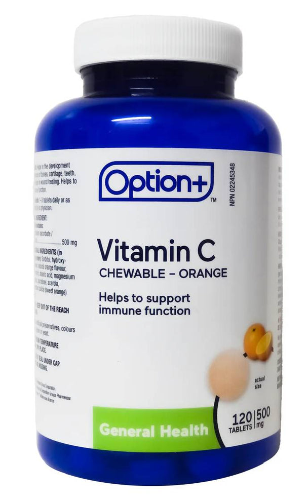 An image of OPTION+ VITAMIN C ORANGE 500MG TB 120 by Towngate Pharmacy