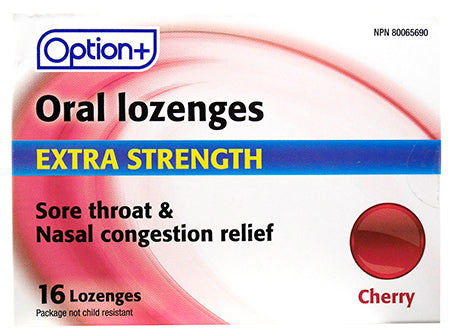 An image of OPTION+ SORE THRT&NAS CONG RELF XST CHY LOZ15MG 16 by Towngate Pharmacy