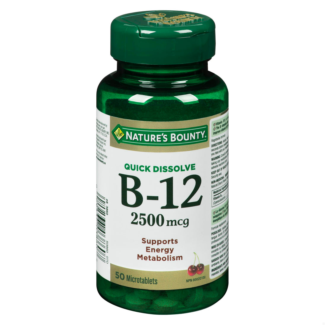 An image of NATURE'S BOUNTY B12 SUBLINGUAL 2500MCG TB 50 by Towngate Pharmacy