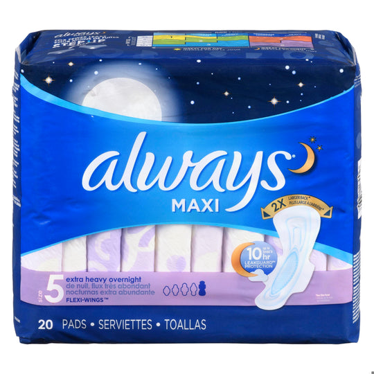 An image of ALWAYS MAXI OVERNIGHT EXTRA HEAVY FLOW 20 by Towngate Pharmacy