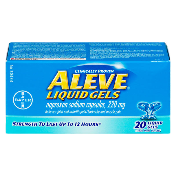 An image of ALEVE LIQ GEL 220MG 20 by Bayer Inc., Consumer Care Division